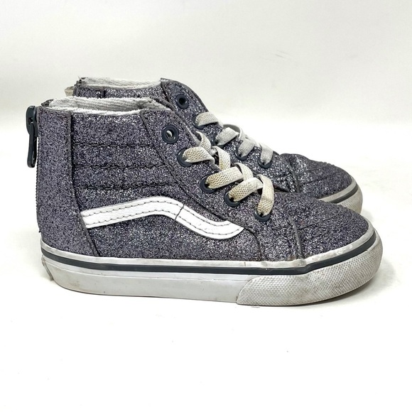Vans Old Skool Skate Shoe Silver Glitter Toddler 7 - Picture 1 of 8